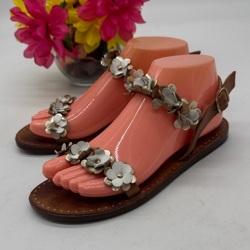 Mariella Floral Embellished Brown Sandals Size 7 MCS9546P